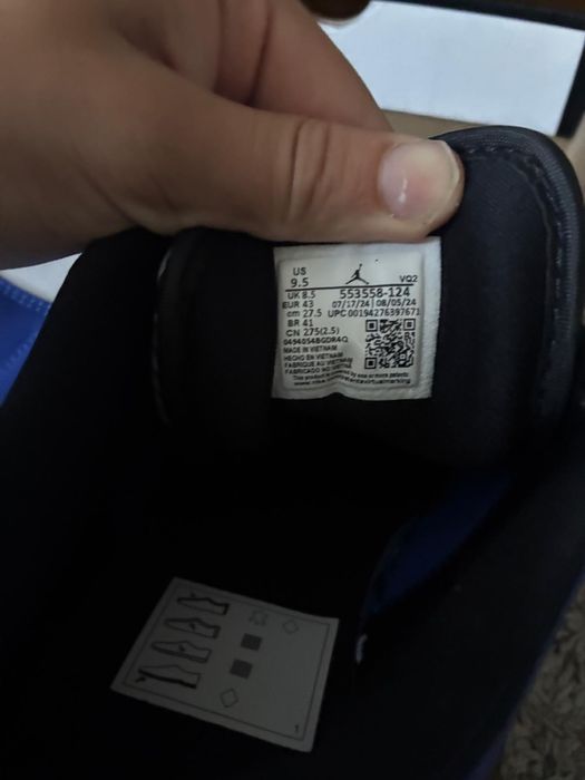 Jordan 1 low white hype royal black