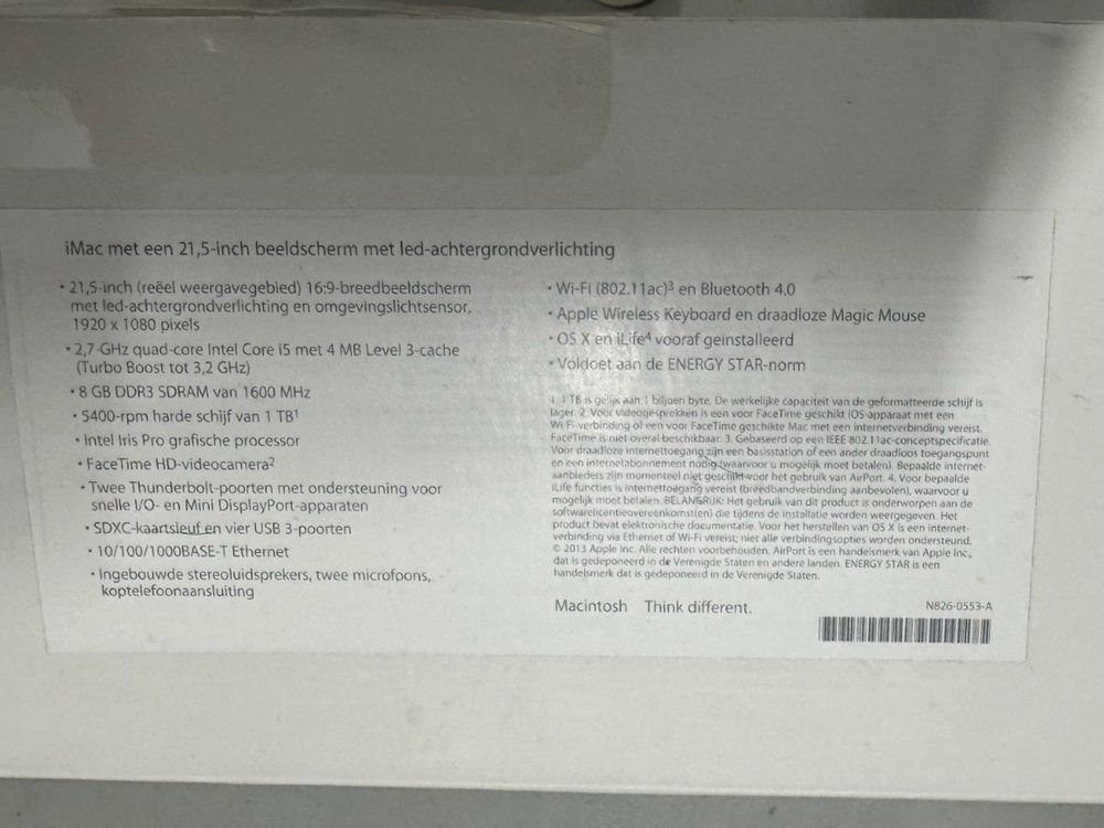 iMac 21,5 Late 2013 2,7Ghz 8GB 1TB