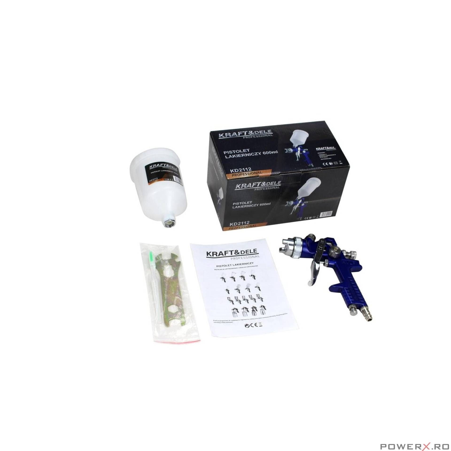 Pistol pentru vopsit pneumatic, duza 1.4mm, capacitate 600 ml, Kraft