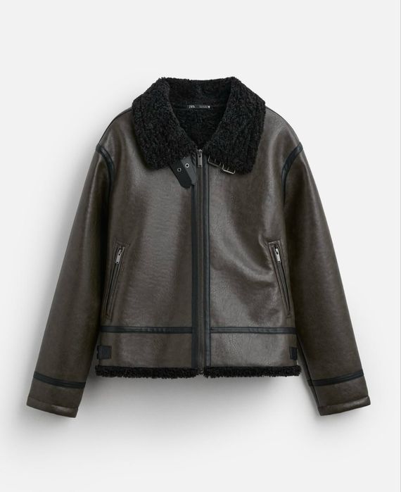 Зимно яке кожено с пух Zara /Зара S -M с етикет