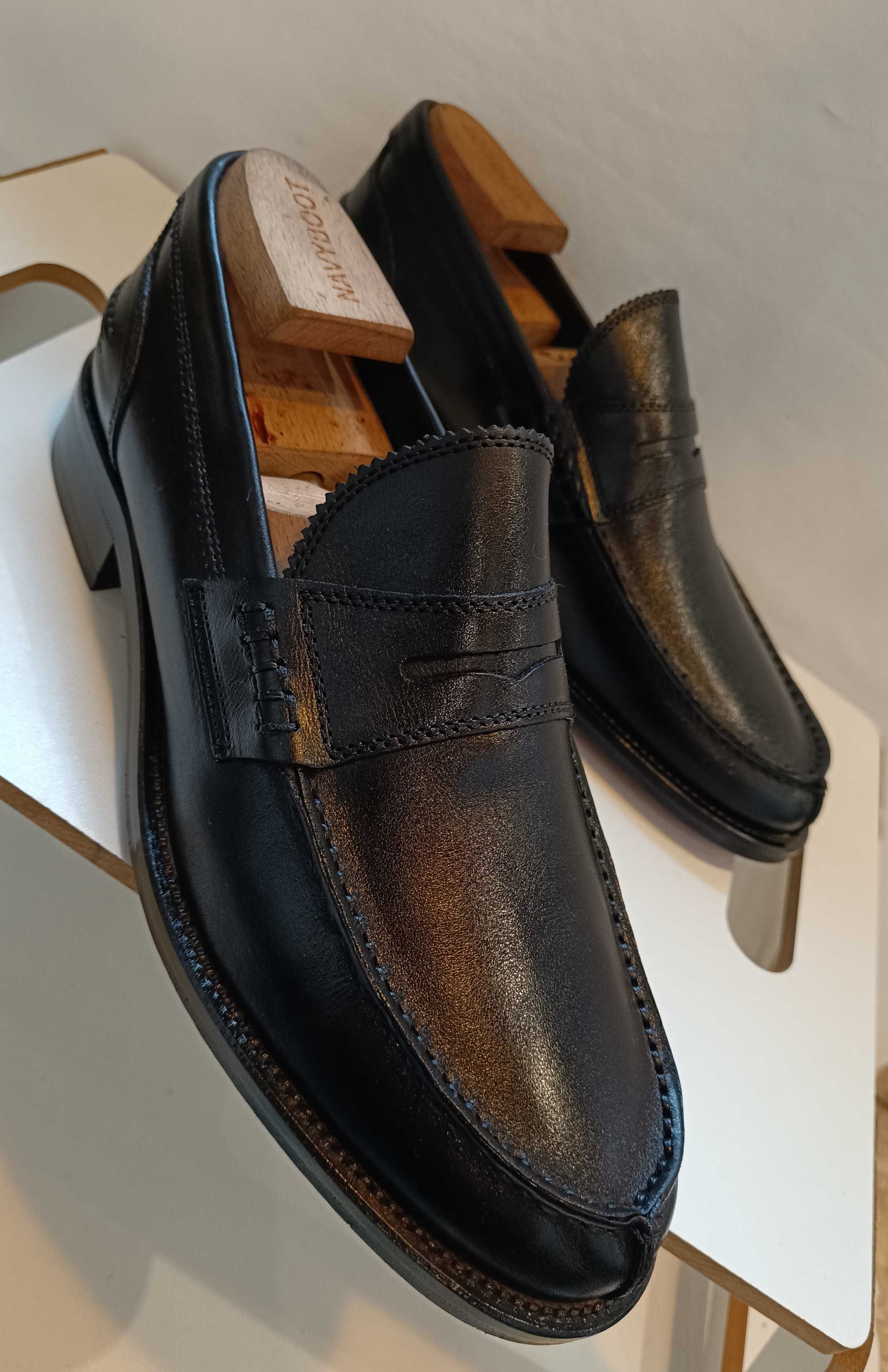 Pantofi loafer 45 lucrati manual Antica Cuoieria piele naturala moale