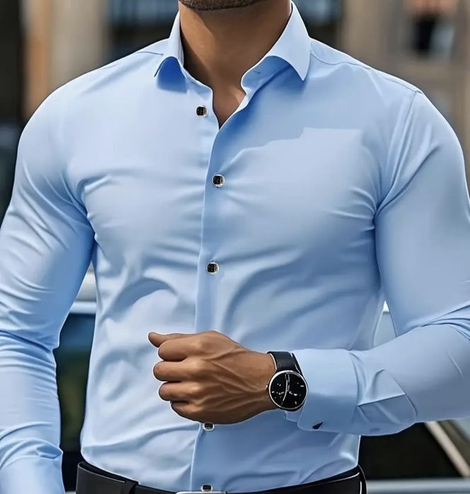Camasa barbati mânecă lunga albastra