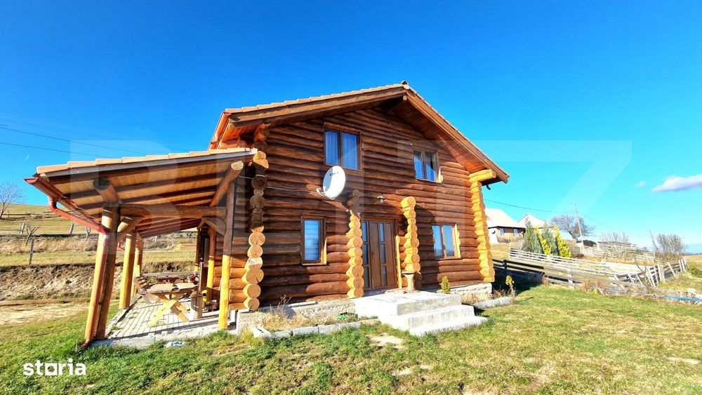Cabana din lemn rotund, 140 mp utili, 1000mp teren – zona turistica