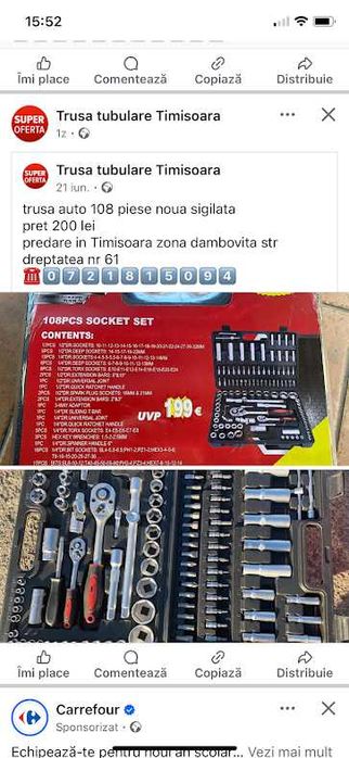 Trusa  tubulare  108 piese crom vanadium