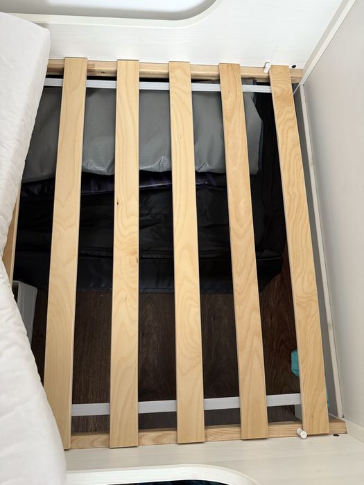 Pat extensibil copii IKEA SUNDVIK 80x200, saltea VIMSIG, somiera LUROY