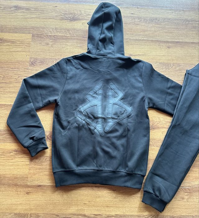 Мъжки,памучен,черен екип Balenciaga с бродирано лого на гърба