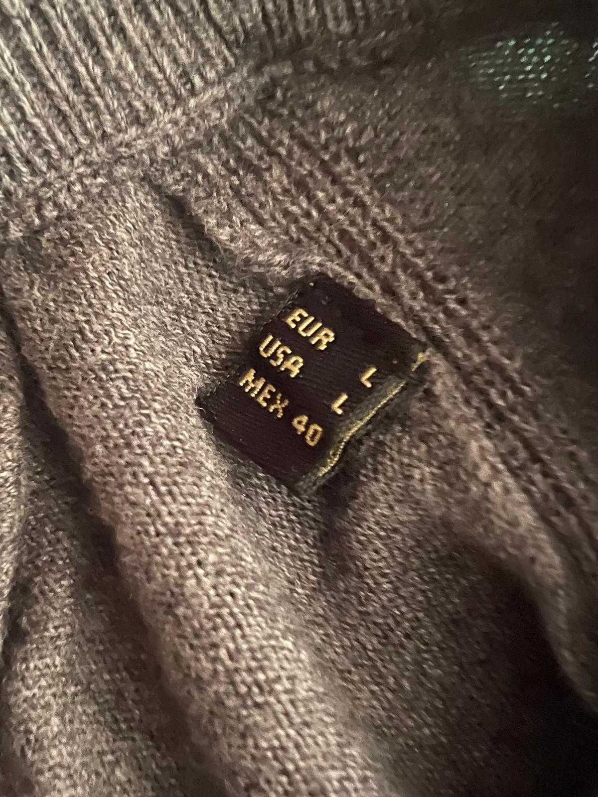 Pulover gri Massimo Dutti, marimea L, din bumbac, matase si casmir