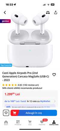 Casti Apple Airpods Pro (2nd Generation) Carcasa MagSafe