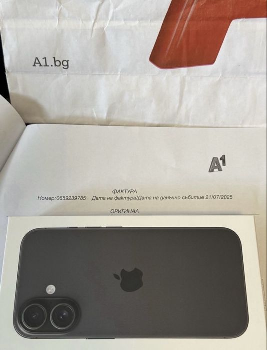 ЗАПЕЧАТАН 128GB iPhone 16 Гаранция от A1 до 2027 Black / Черен