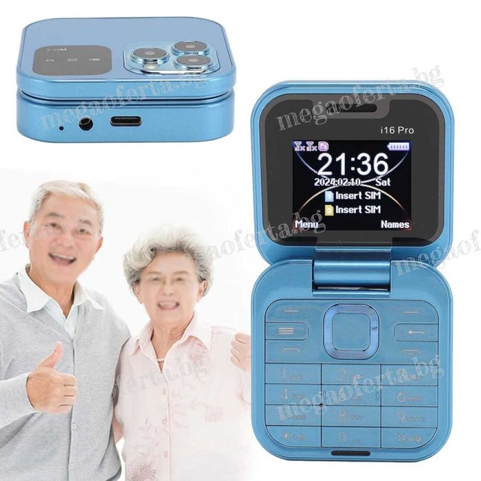 Мини сгъваем телефон i16 PRO с две сим карти