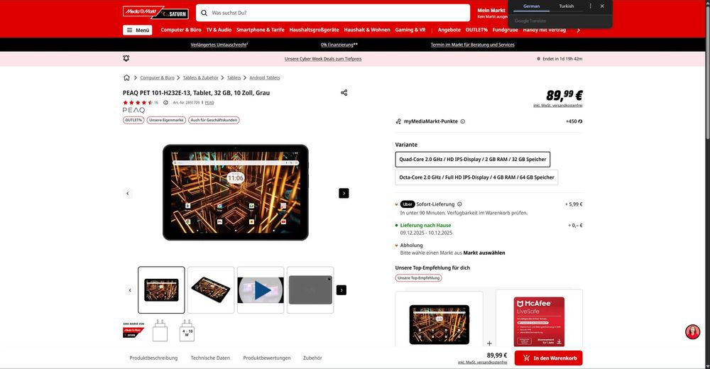 2x Таблети PEAQ PET 101 - 10.1, ANDROID 13, 2/32 Работещи Спукан тъч