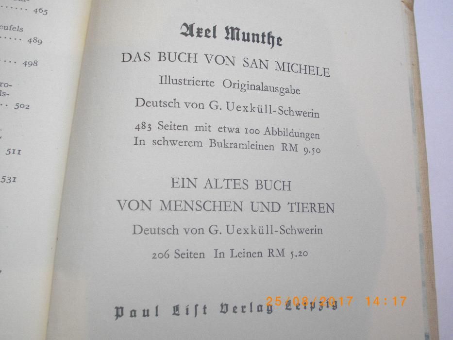 1931г-Стара Книга На Немски Език-Muntle-Das Buch von San Michele