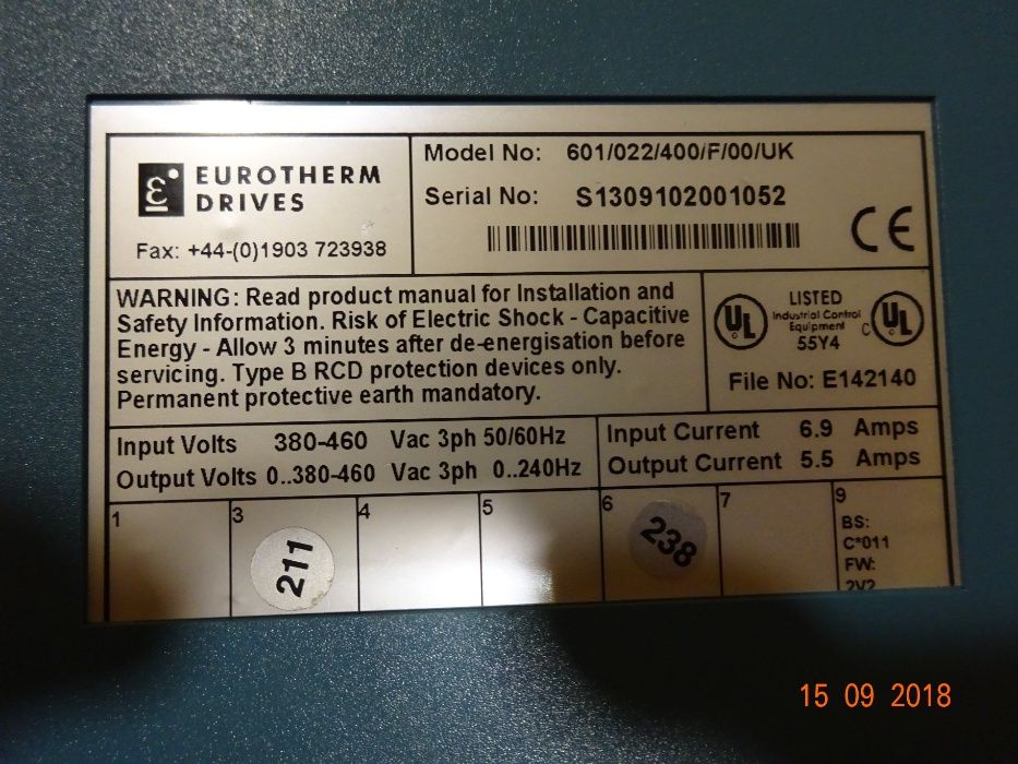 0Честотен регулатор(инвертор)Eurotherm 2,2кw/400V