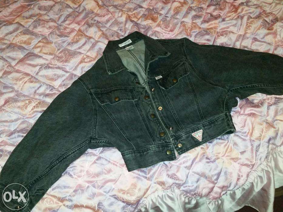 Geaca GUESS MARCIANO/blugi -gri  /Maneci aripi de liliac /marime 36 S