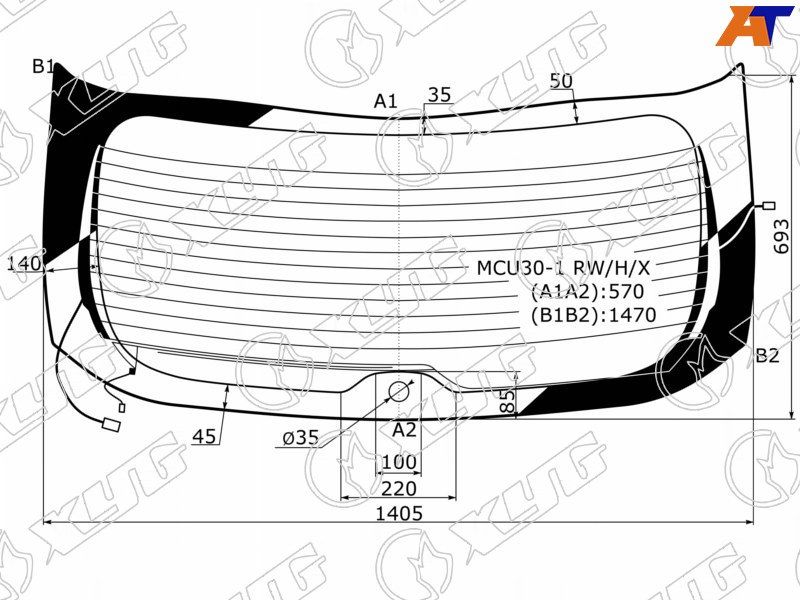 Стекло заднее с обогревом LEXUS RX300/330/TOYOTA HARRIER 03-09 FLAT SP