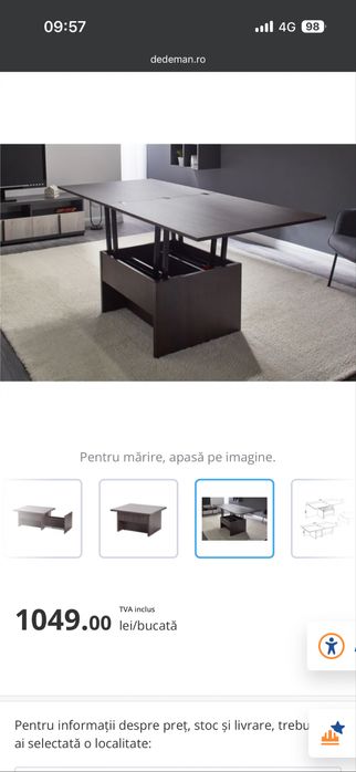 Masa cafea extensibila