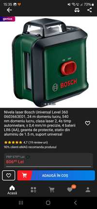 Nivela laser verde Bosch 360 noua cu stativ