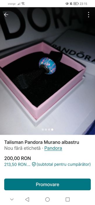 Talisman Pandora Murano albastru