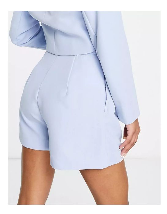 Къси панталонки XS/34 New Look сини елегантни висока талия цип  басти