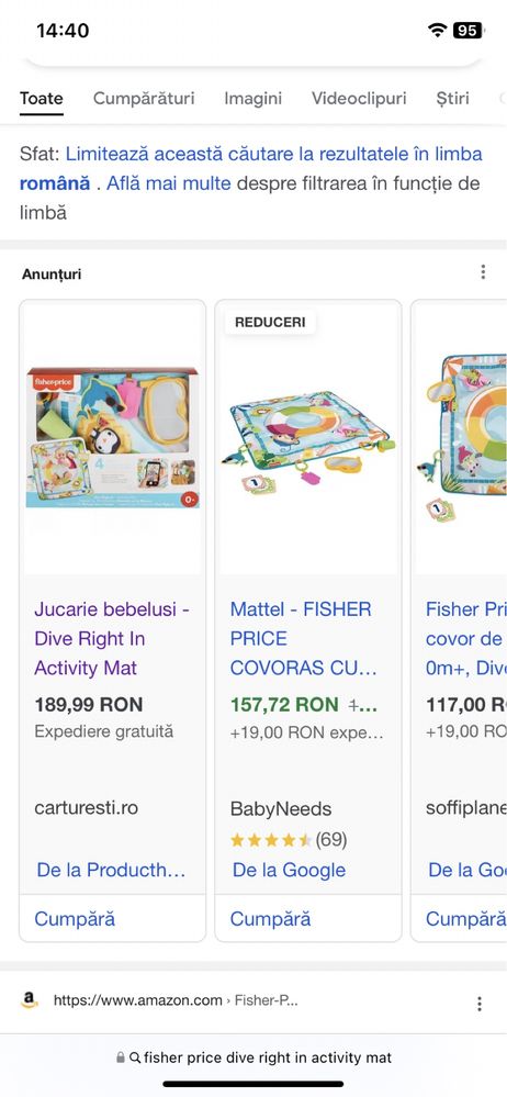 Jucărie bebeluși dive right in by Fisher-Price mat