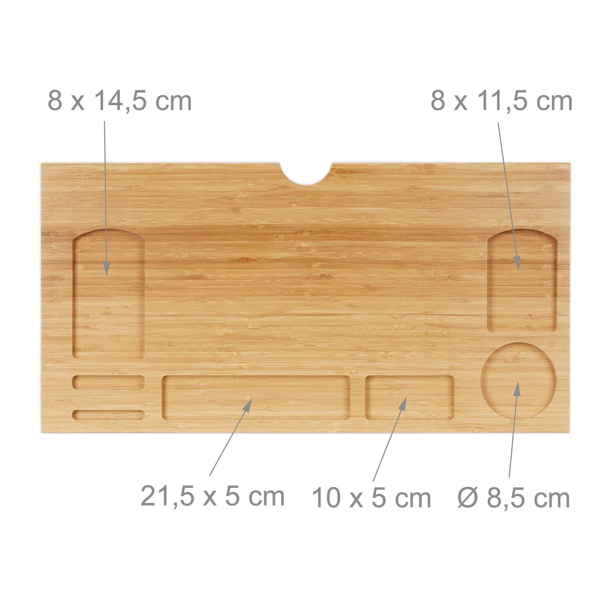 Suport pentru monitor din bambus, cu 7 compartimente pentru ustensile