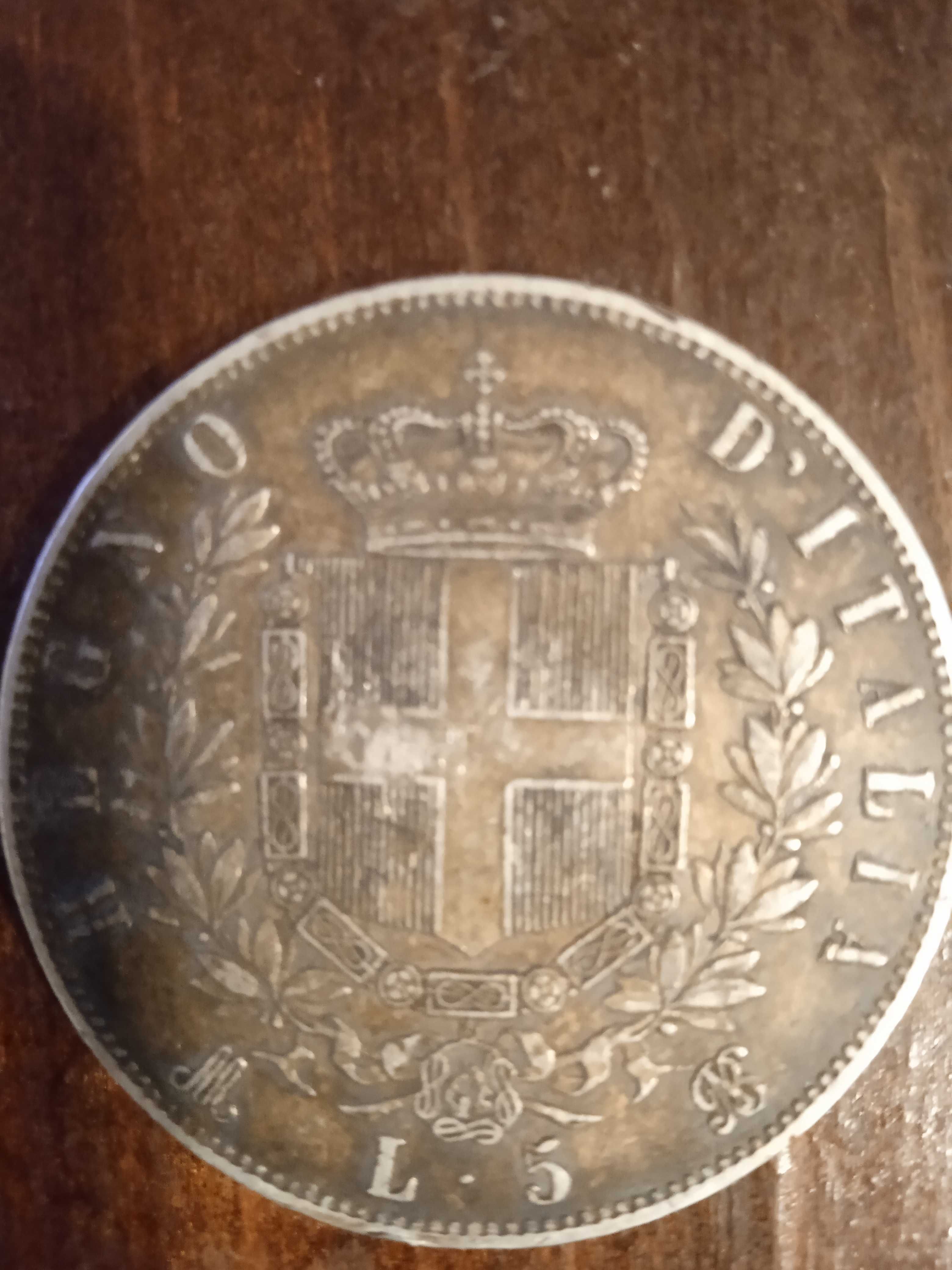 Moneda 5 Lire 1875
