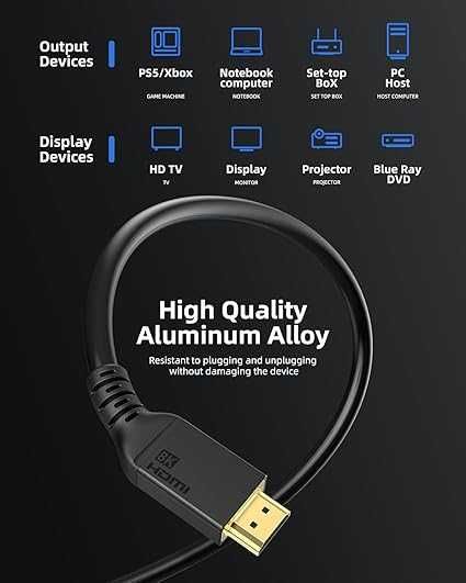 8K HDMI кабел 7м сертифициран 48 Gbps 8K-60Hz 4K-120Hz HDR10+ Dolby At