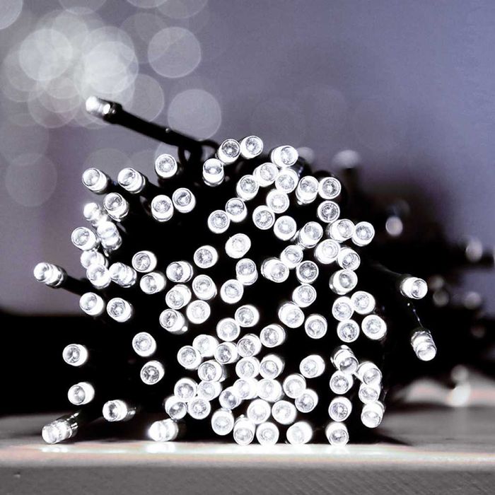 Соларни коледни лампички 12 метра, 100 лампи 5 програми, 4 цвята