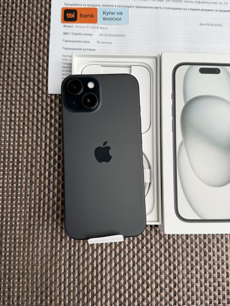НОВ! /*ЛИЗИНГ*/ IPhone 15 128Gb Black / 36М Гаранция
