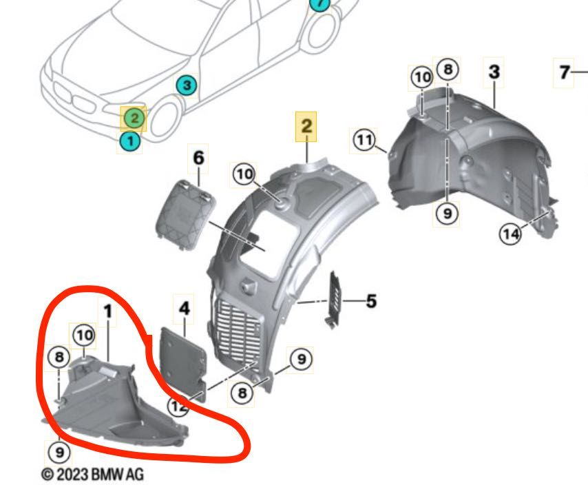 Carenaj roata fata stanga BMW SERIES 5 (G30/G31) 16-20 cod oem 7340743