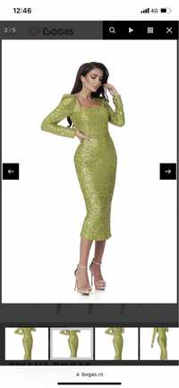 Rochie bogas verde cu paiete,rochie de ocazie, rochie eleganta