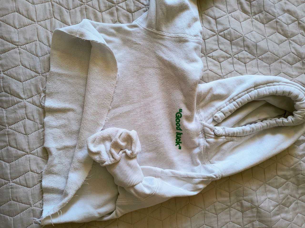 Бял памучен суитшърт crop hoodie Zara за момиче, 122