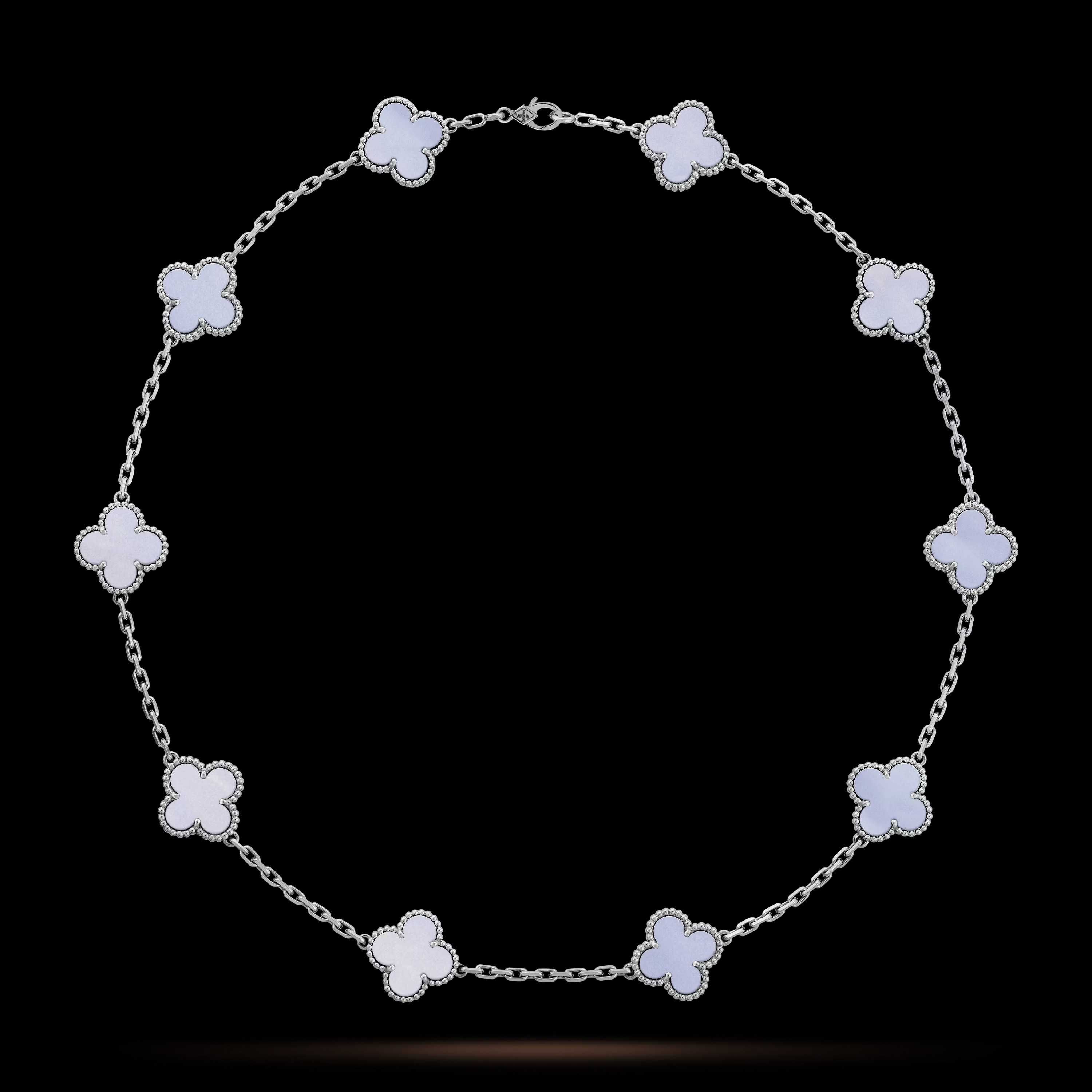 Van Cleef & Arpels VCA Blue Chalcedony 10 Motifs Alhambra Дамско Колие