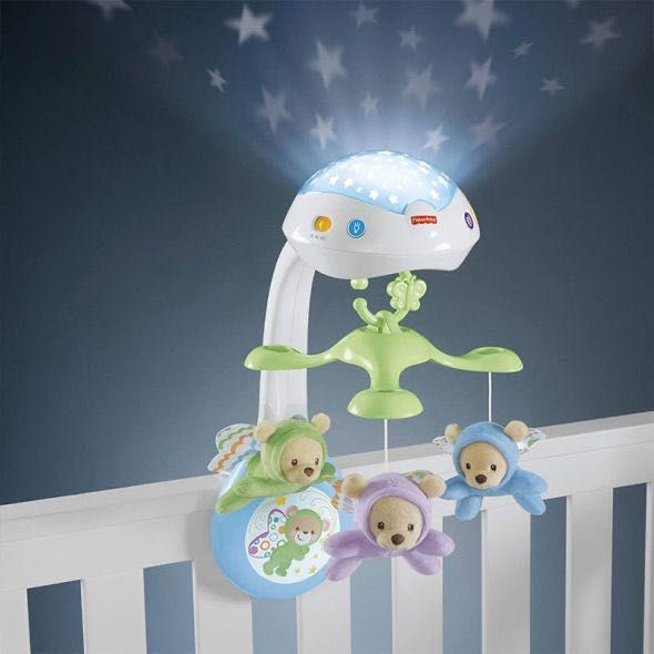 Fisher Price Музикална въртележка - проектор 3 в1  играчка за кошара
