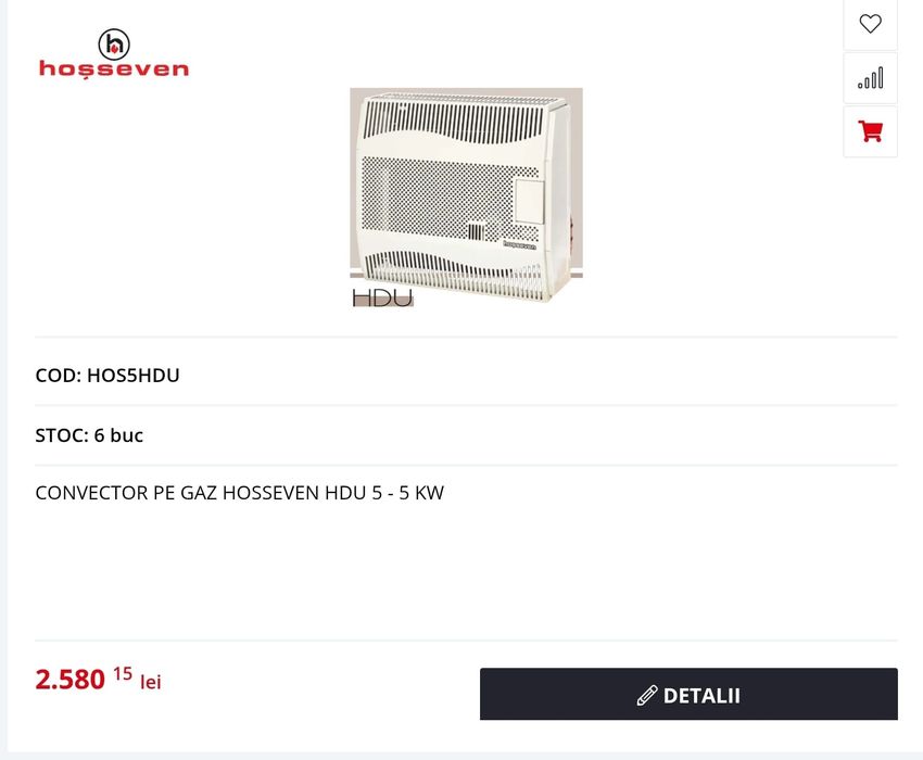 Convector gaz Hosseven HDU 5- 5 KW (optional GPL)