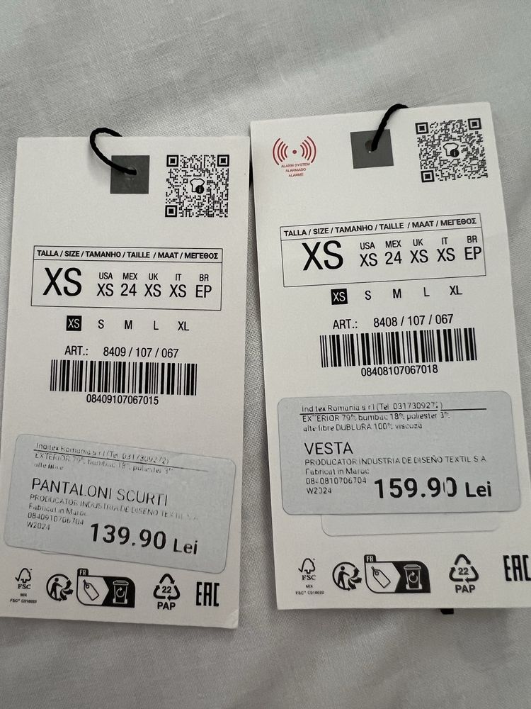 Compleu Zara, vesta si pantaloni scurti, XS