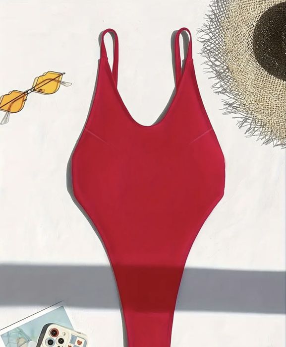 Цял червен бански с прашка