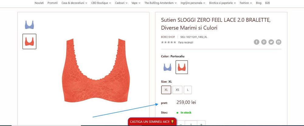Sutien 'Zero Feel 2.0'SLOGGI portocaliu/albastru,(Super Ofertă).