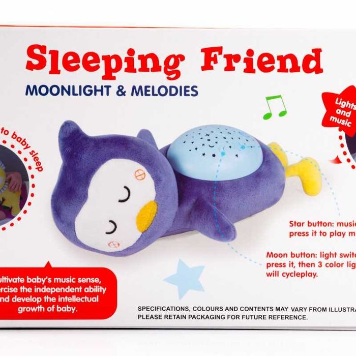 Музикална плюшена играчка с прожекция Sleeping Friend Night Light