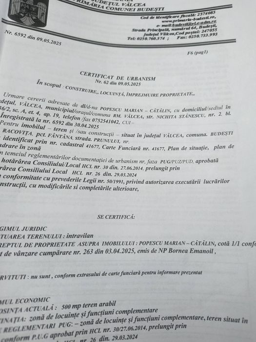 Teren de vânzare Racovița Budesti