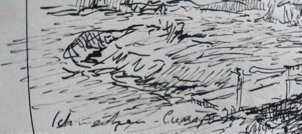 Rudolf Schweitzer-Cumpăna, Tuș pe carton, Semnat, Dim. 14 x 21 cm