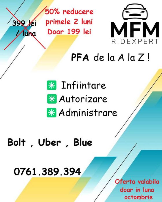 Contabilitate si Administrare PFA Uber Bolt Ridesharing si altele
