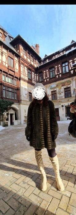 Haină din blană naturală de vulpe, Haus der Pelze, S-M, călduroasă