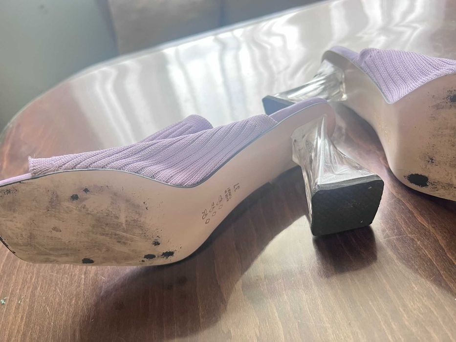 Лилави летни чехли от плат, номер 37