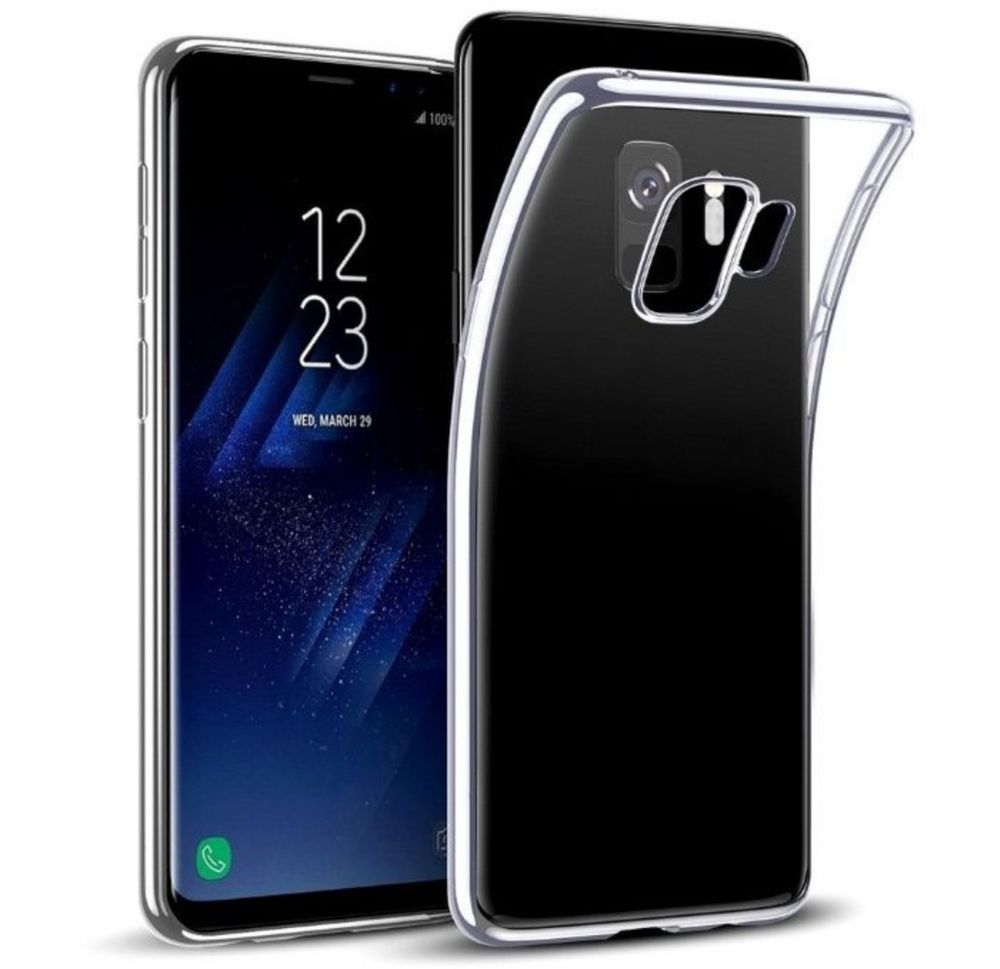 Husa Ultra Slim Silicon Transparent /Neagra - Samsung S9 S8 Plus