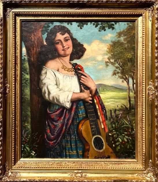 SUPERB, tablou AUTENTIC ulei/pânză/carton, semnat pictor maghiar cotat