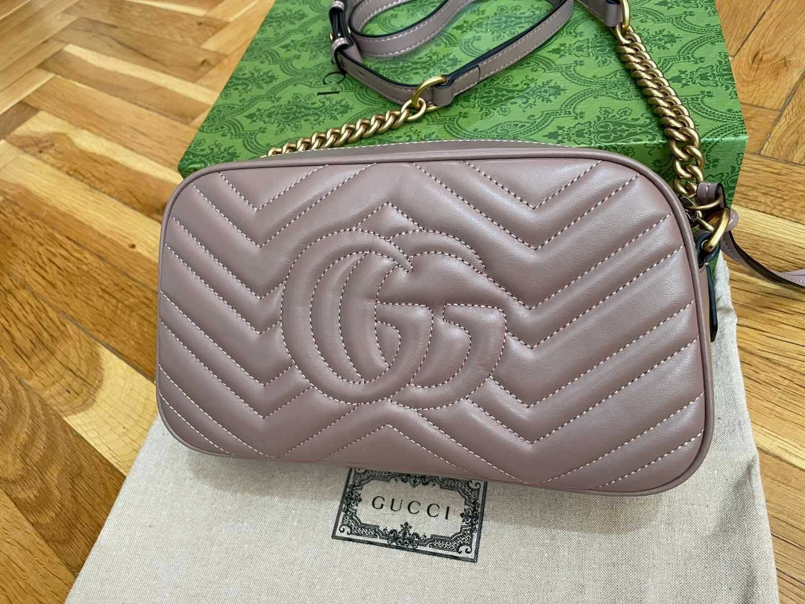 Gucci Dusty Pink Marmont Geantă din piele Gucci Mâner / Lanț original