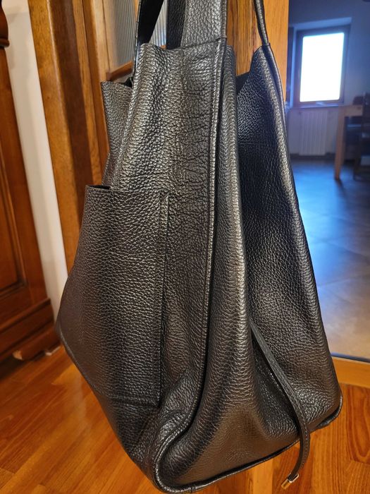 Geantă piele neagră (Tote bag), de umăr sau de mână, Zara, impecabilă