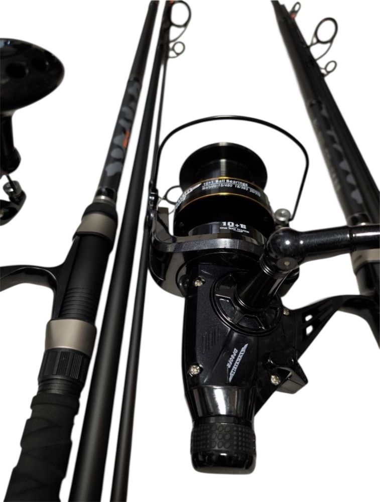 SET 4 Lansete Diamant alb Tactics 3.90m 5LBS 3 segmente + 4 Mulinete