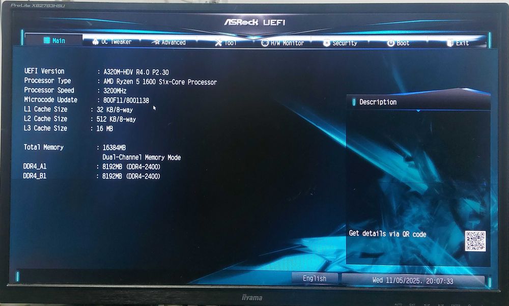 KIT AMD Ryzen 5 1600 3.2GHz + ASRock A320M-HDV R4.0 + Cooler AMD